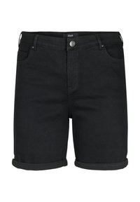 Zizzi TIGHT FITTING WITH A HIGH WAIST Denim shorts black/black