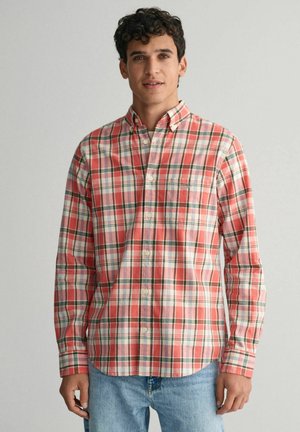 Chemise Homme GANT La Bretonne Regular Fit - Rouge à Fines Rayures, Taille M, 100% Coton - Occasion Parfait état