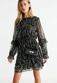 Next RUFFLE LONG SLEEVE MINI - Nappali ruha - monochrome floral