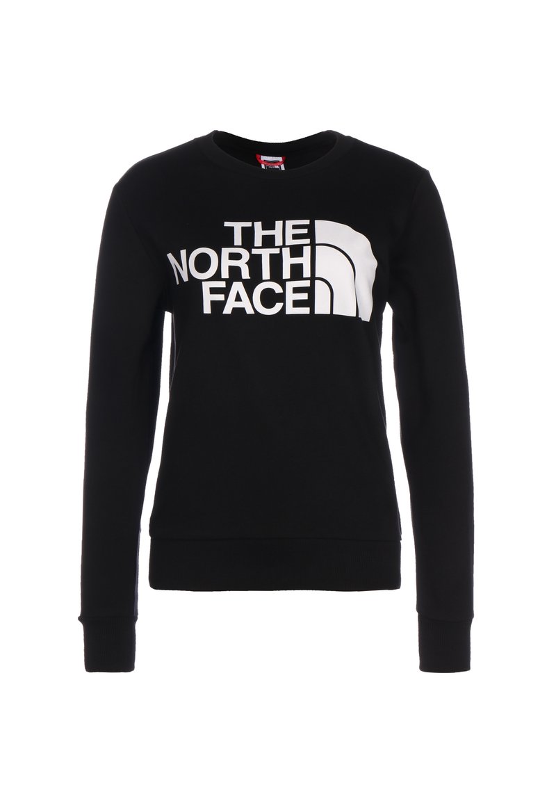 Sudadera negra hecha de una mezcla de algodón, con un gran texto de logo en blanco "THE NORTH FACE" en el pecho, y puños y dobladillo acanalados.