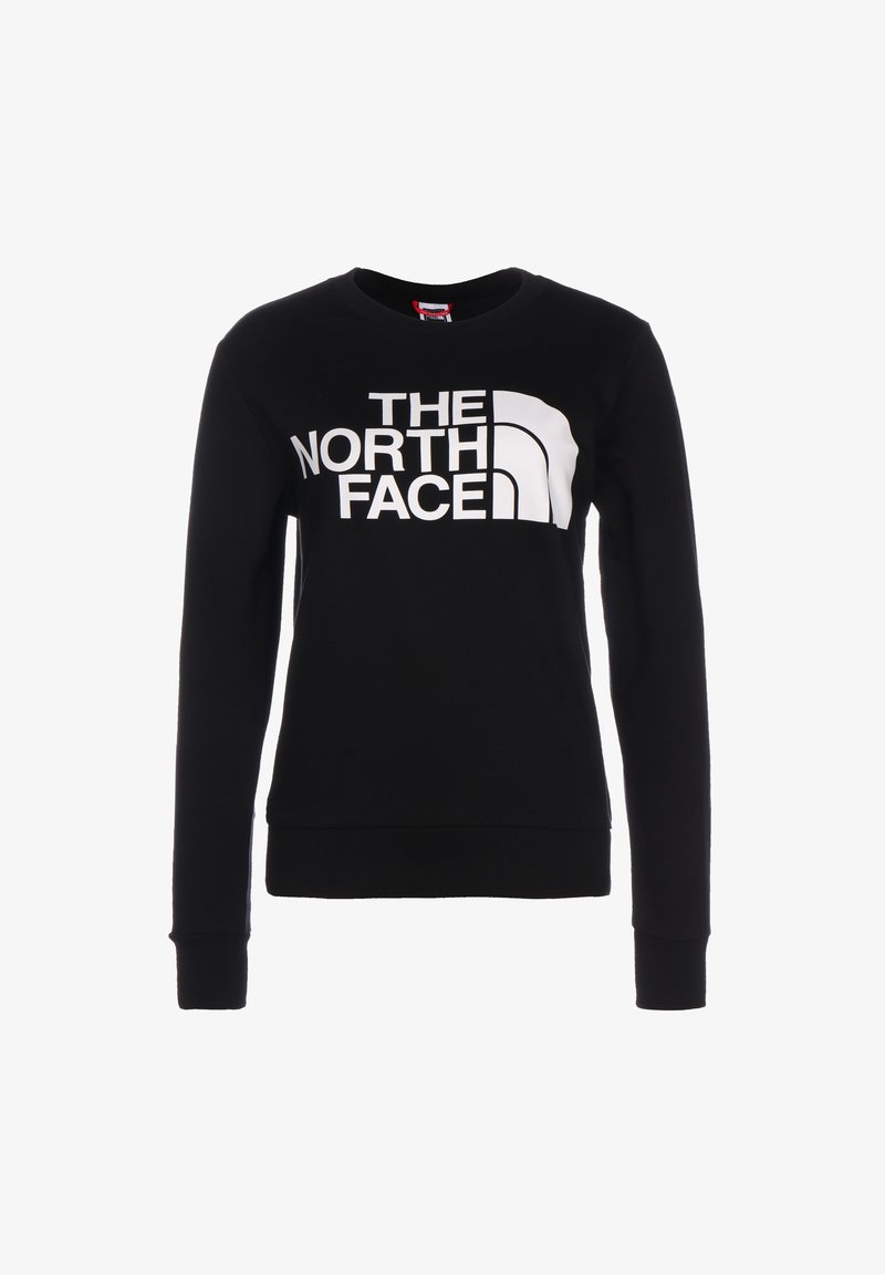 Sudadera negra hecha de una mezcla de algodón, con un gran texto de logo en blanco "THE NORTH FACE" en el pecho, y puños y dobladillo acanalados.