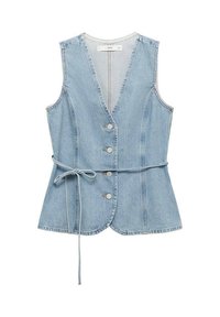 BUTTONED GILET - Waistcoat - medium blue