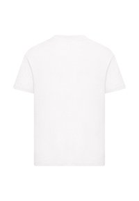 Bílý bavlněný tričko s kulatým výstřihem a krátkými rukávy, se jednoduchým, jednobarevným designem a jemnou texturou.