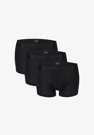 Sorte boxer shorts fra JOOP! med blødt stof, elastisk talje og tætsiddende design. Tre par vist i en række.