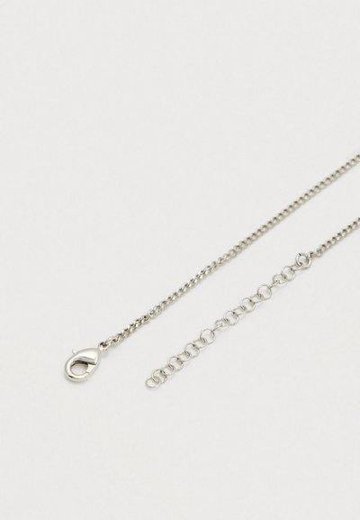Ασημένιο κολιέ αλυσίδα με αγκράφα για αστακό και ρυθμιζόμενους κρίκους σε λευκό φόντο.