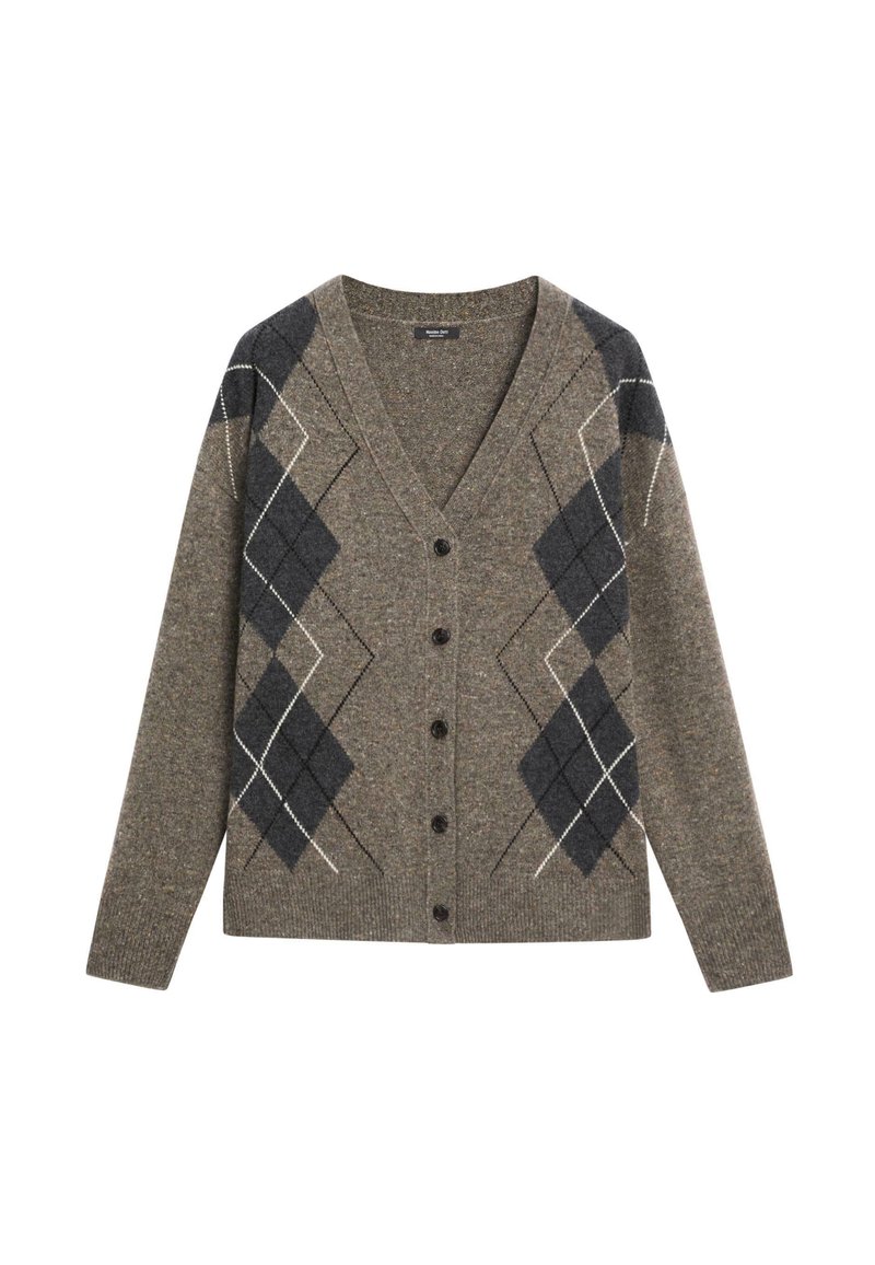 Gilet Mi-long Massimo Dutti En Laine Mélangée (cachemire, Angora) - Bordure En Cuir Véritable - Taille S (fait Jusqu'au 42/44) - Occasion Très Bon état