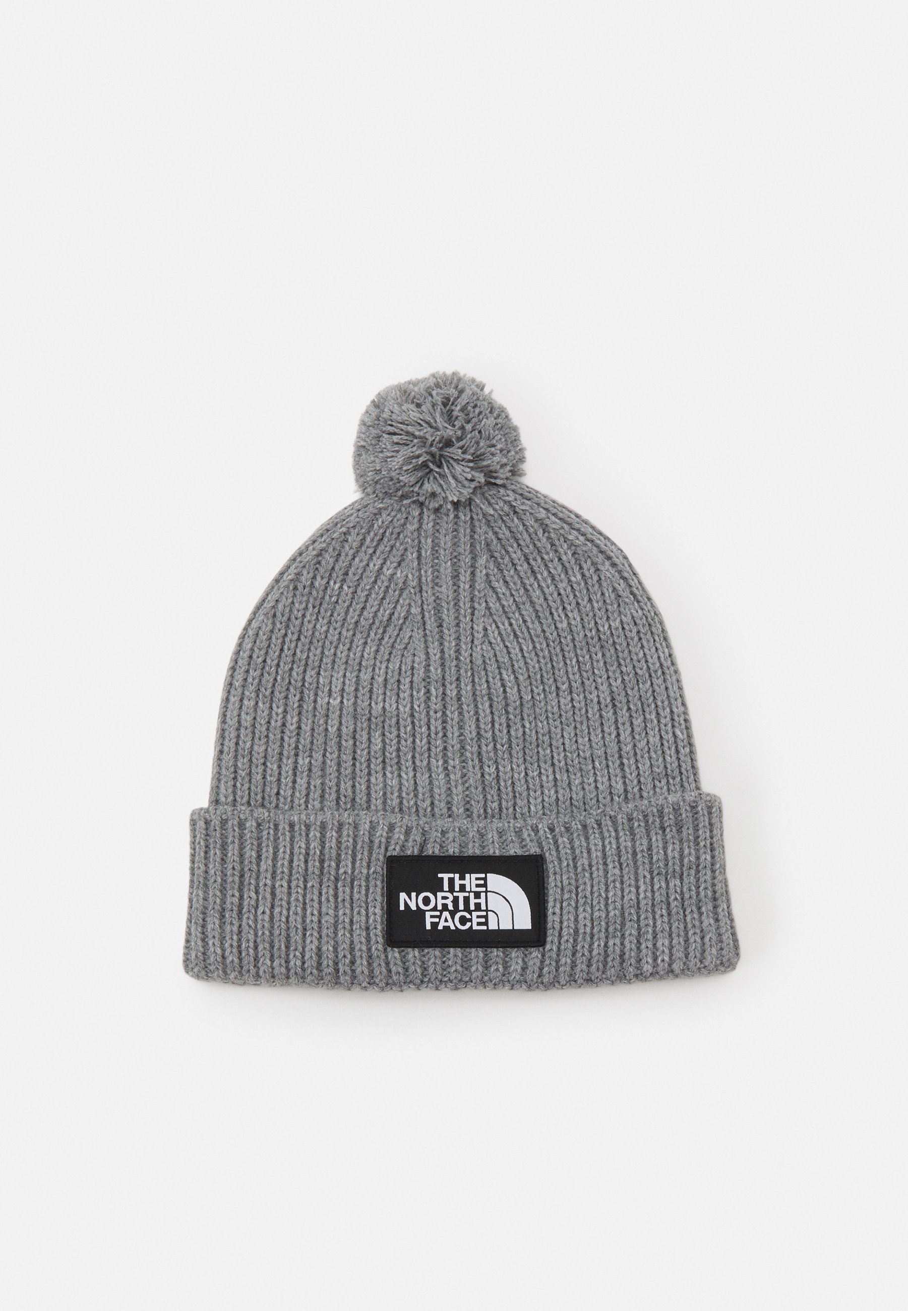 north face logo box pom beanie
