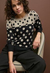 Next CREW NECK LONG SLEEVE PATTERN - REGULAR FIT - Strickpullover - black and neutral spot