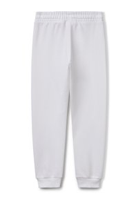 Witte sweatpants met een elastische tailleband, taps toelopende benen en ribbelboorden. Glad katoenen stof met een eenvoudig, uniform ontwerp.