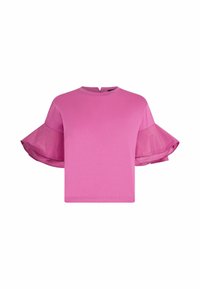 PEONY WITH FLOUNCED DETAILING - Triko s potiskem - x pink
