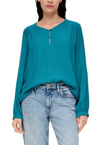 s.Oliver MIT GESMOKTEN DETAILS - Blouse - petrol