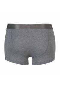 Boxer grigi realizzati in materiale morbido con una cintura piatta. Il design presenta aperture delle gambe arrotondate e una parte posteriore senza cuciture per il massimo comfort.