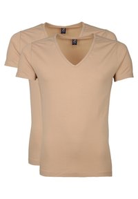 Suitable PASSENDES TIEFER V-AUSSCHNITT VITARU STRETCH 2ER-PACK - T-shirt basic - beige