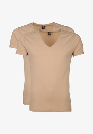 Suitable PASSENDES TIEFER V-AUSSCHNITT VITARU STRETCH 2ER-PACK - T-shirt basic - beige