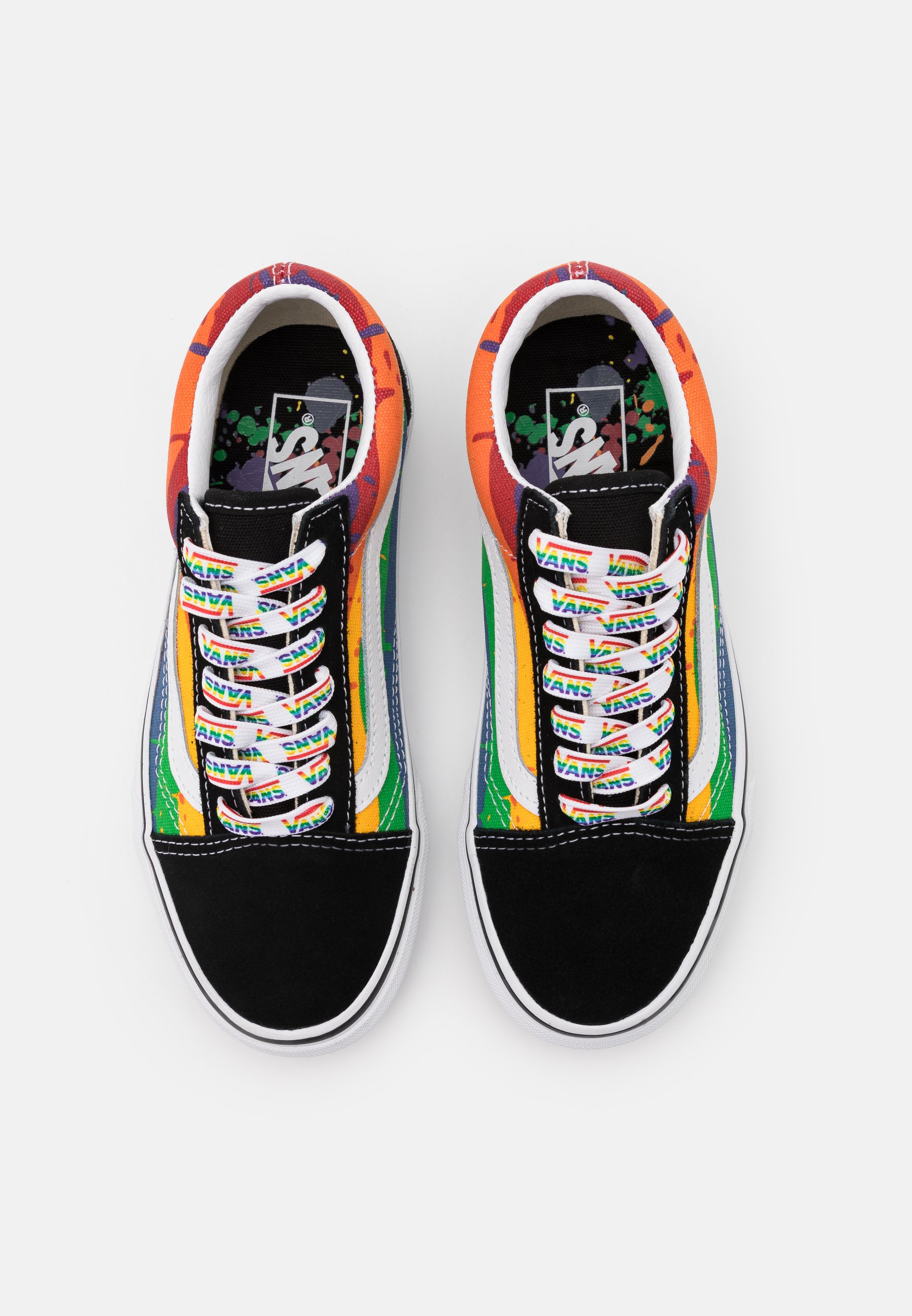 black and multicolor vans