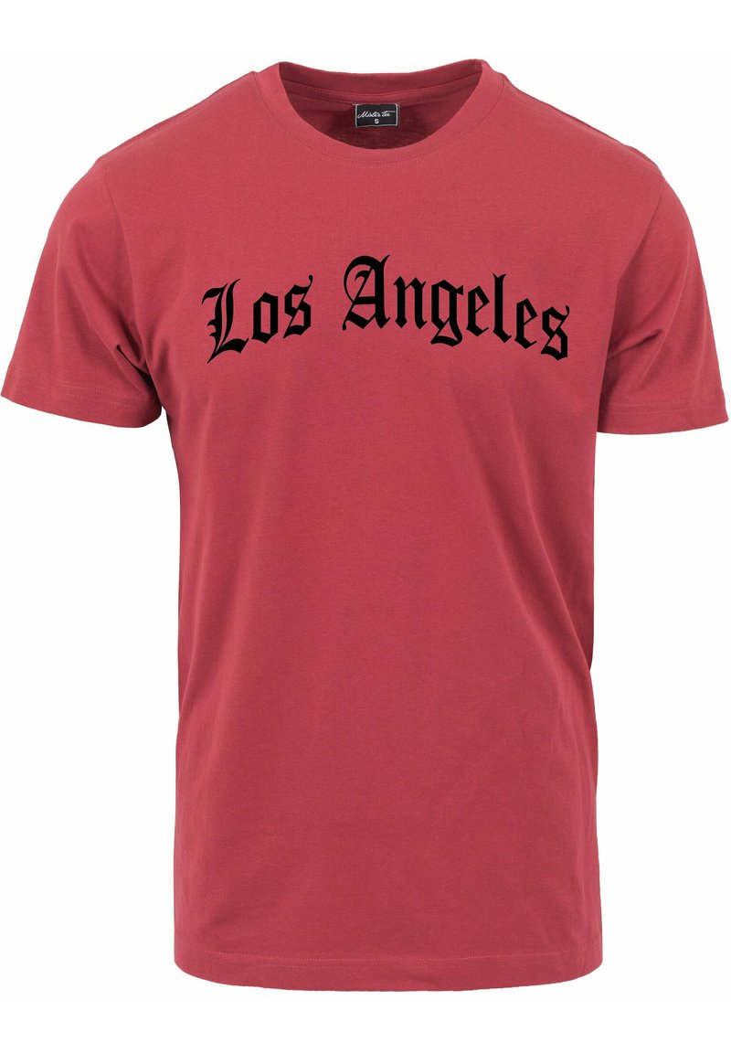 Mister Tee LOS ANGELES WORDING - T-Shirt print - ruby/rot - Zalando.de