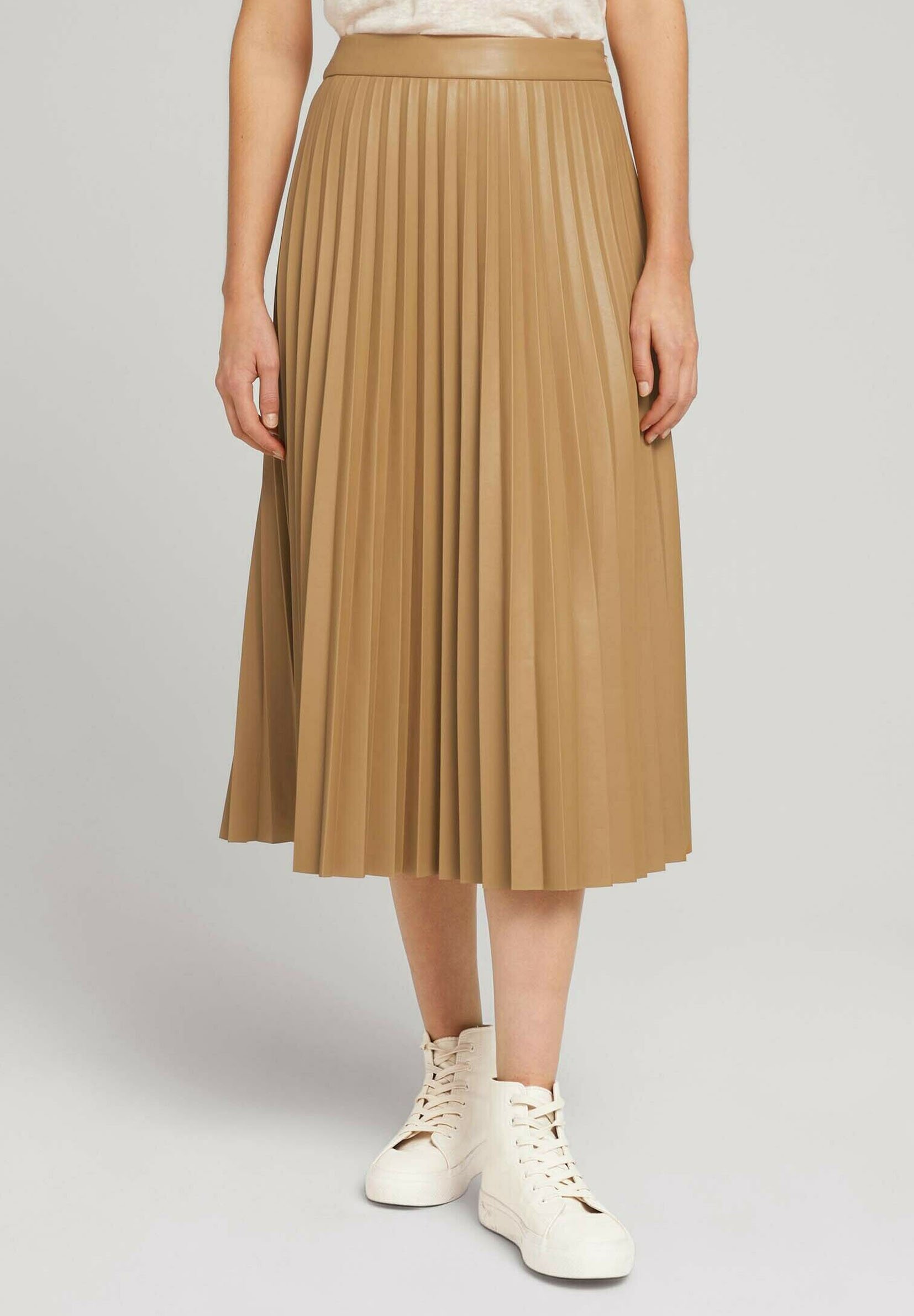 TOM TAILOR DENIM PLISSÉ SKIRT - Faltenrock - soft camel/hellbraun -  Zalando.at