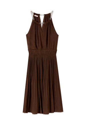 Oltre, VESTITO FLARE CON COLLANA GIOIELLO - Vestido informal - marrone