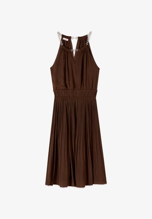 Oltre, VESTITO FLARE CON COLLANA GIOIELLO - Hverdagskjole - marrone