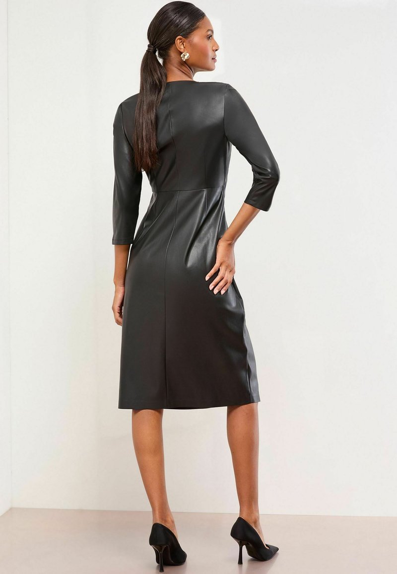 Lipsy REGULAR FIT - WRAP MIDI - Day dress - black faux leather/black -  Zalando