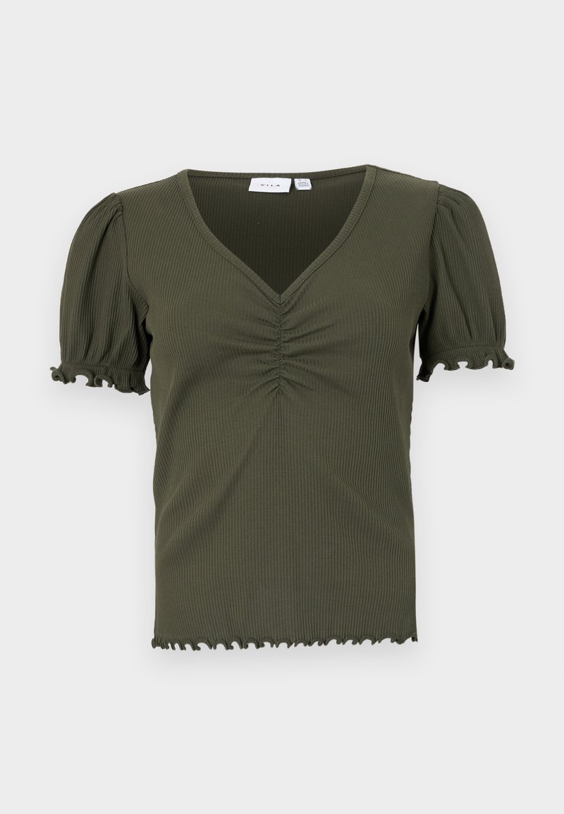 VILA VIABENNA V NECK - Basic T-shirt - deep depths/khaki - Zalando.co.uk