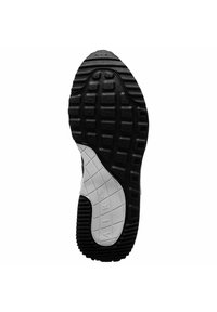 Suola di sneaker in gomma nera con battistrada patternizzato, sezione centrale bianca notevole con branding "AIR" e dettagli testurizzati.