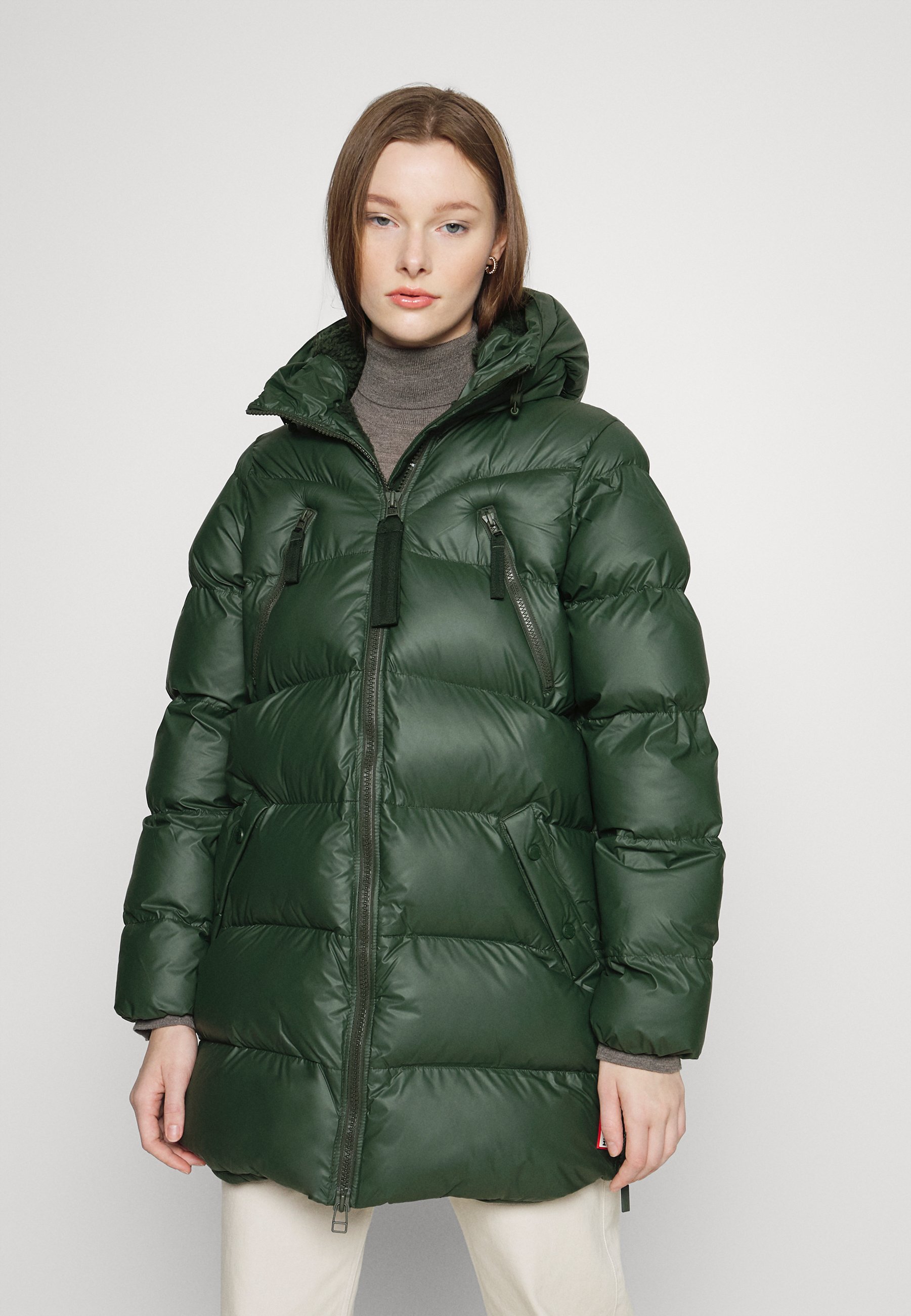 green womens puffer jacket