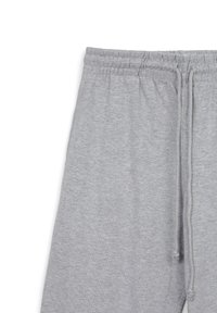 Graue Jogginghosen mit elastischem Bund, Kordelzug und weichem, strukturiertem Stoff. Das Design hat keine Muster oder Hardware-Details.