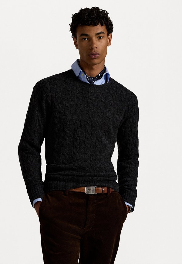 CABLE KNIT WOOL CASHMERE JUMPER - Jumper - dark granite heather