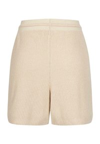 Kremfargede ribbestrikkede shorts med elastisk liv. Har en rett kutt og myk tekstur, egnet for hverdagsbruk.