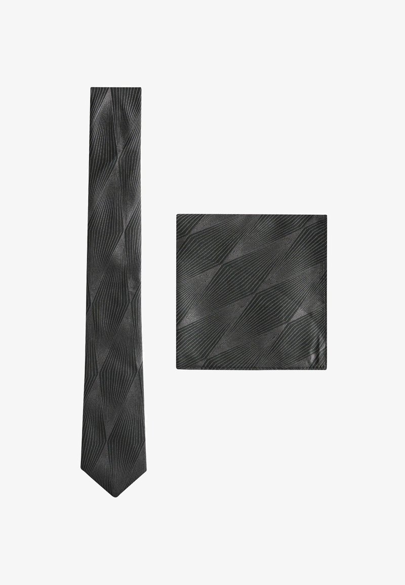 Next SAGE WITH FLORAL SET - Žepni robček - black jacquard