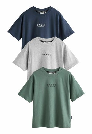 REGULAR FIT - 3 PACK - Nyomott mintás póló - navy green grey