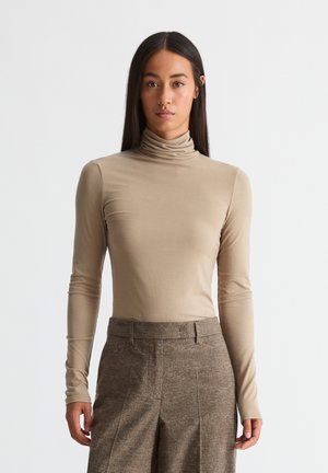 Marc O'Polo, T-SHIRT, LONGSLEEVE, HIGH NECK, RIB - Langarmshirt - earthy taupe