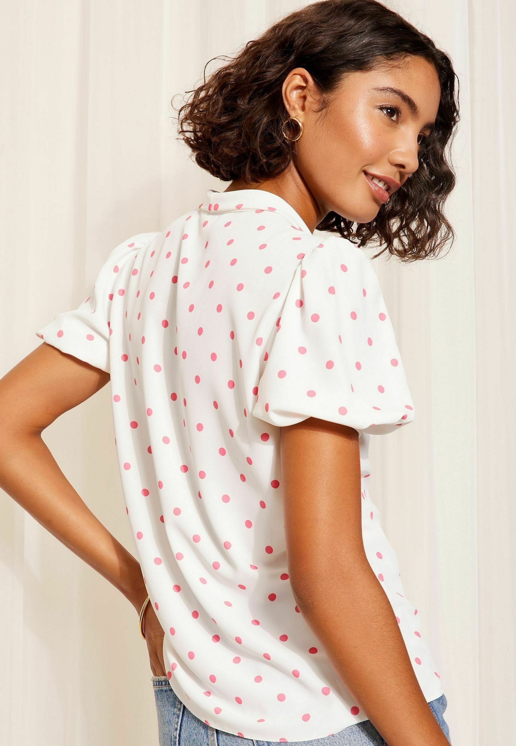 pink polka dot top