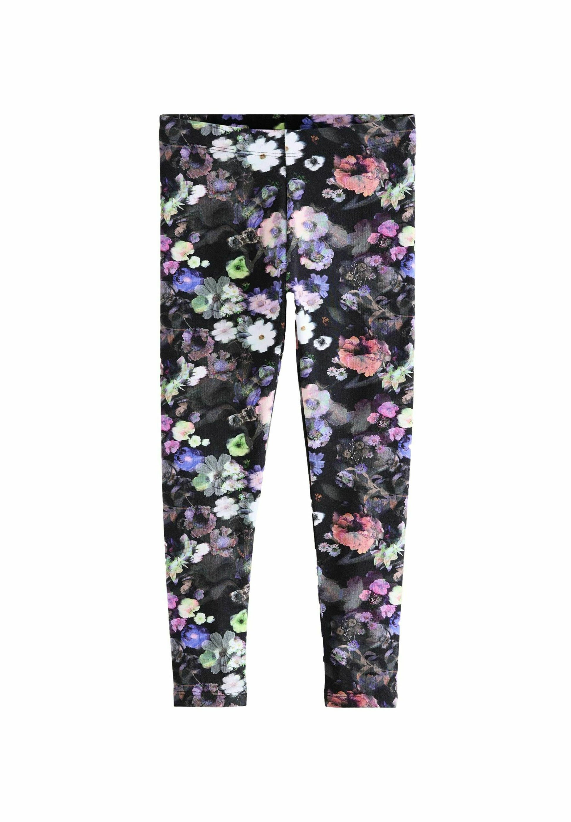 Black Purple Floral Leggings