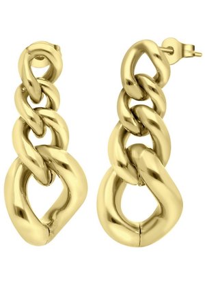 Gold-tone twisted link chain drop earrings with a shiny finish and post-back closures.