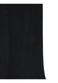 Black, ribbed knit fabric with a smooth texture. Features a straight cut and minimal detailing. No visible hardware or patterns.