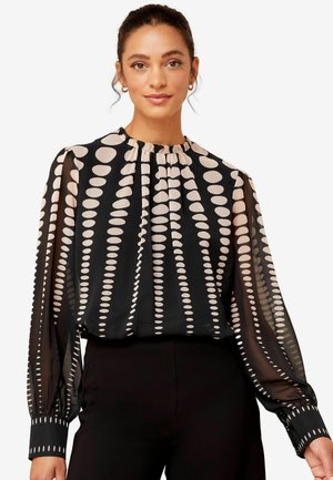 PRINTED RUCHED NECK - Blouse - black