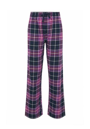 Paski piżamowe w kolorze granatowym, różowym i białym. Posiadają elastyczny pas z sznurkiem. Wykonane z miękkiego materiału, z szerokimi nogawkami.