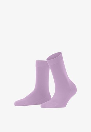 Lila Baumwollmischsocken mit glatter Textur, gerippten Bündchen und standardmäßiger Crew-Länge. Mit nahtlosem Zehen-Design für zusätzlichen Komfort.