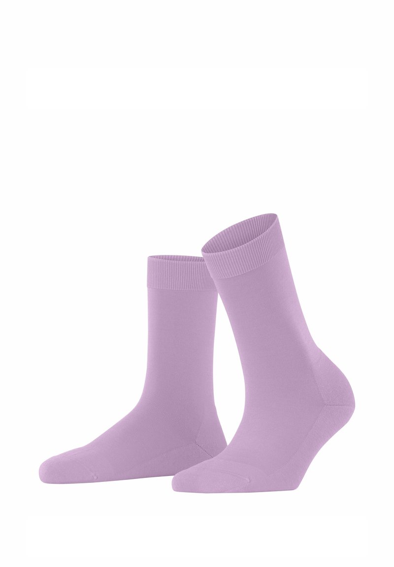 Lila Baumwollmischsocken mit glatter Textur, gerippten Bündchen und standardmäßiger Crew-Länge. Mit nahtlosem Zehen-Design für zusätzlichen Komfort.