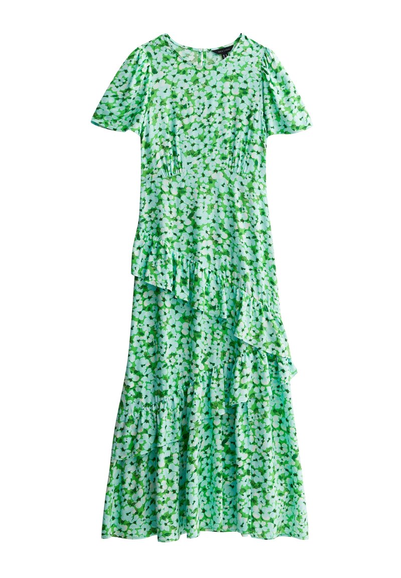 new look green floral dress Green Floral Drawstring Midi Shirt Dress