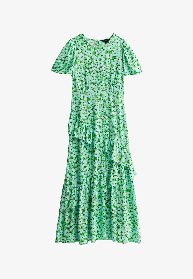 new look green floral dress Green Floral Drawstring Midi Shirt Dress