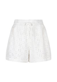 Witte katoenen shorts met een oogjesdesign, voorzien van een elastische tailleband en koord. Inclusief zijzakken en een ontspannen pasvorm.