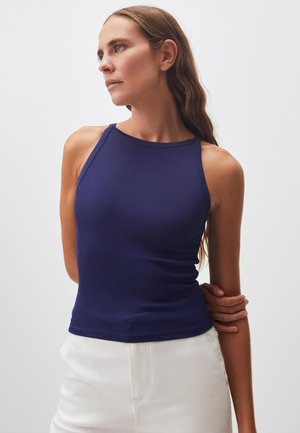 HALTER NECK SLEEVELESS TANK - Top - dark blue