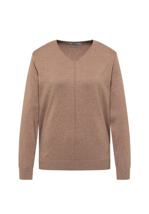 Cecil, BASIC PULLOVER MIT V-NECK IN UNIFARBE - Maglione - creamy mocha melange