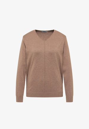 Cecil, BASIC PULLOVER MIT V-NECK IN UNIFARBE - Strickpullover - creamy mocha melange