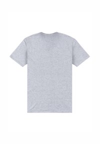 Camiseta de algodón gris con mangas cortas, cuello redondo y una textura suave. La parte trasera es lisa, sin diseños ni logotipos visibles.