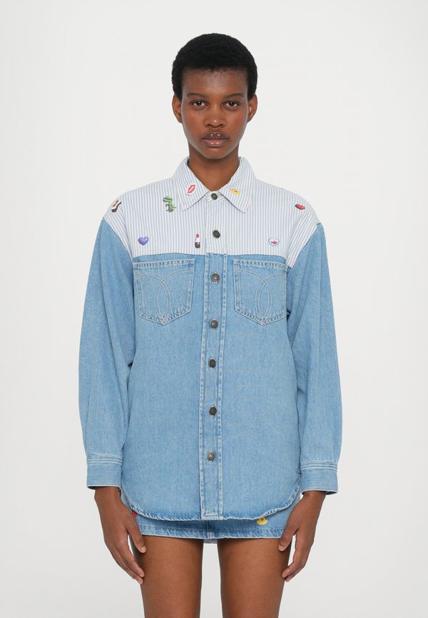 STRIPED CHARM PRINT SHIRT - Button-down blouse