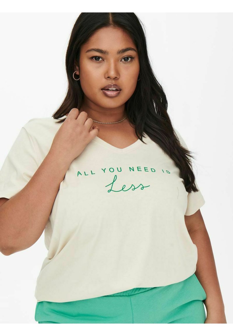 Damen T-Shirts | ONLY Carmakoma CURVY REG V-AUSSCHNITT- T-Shirt print moonbeam/offwhite - BO04454 Damen T-Shirts | ONLY Carmakoma CURVY REG V-AUSSCHNITT- T-Shirt print moonbeam/offwhite - BO04454